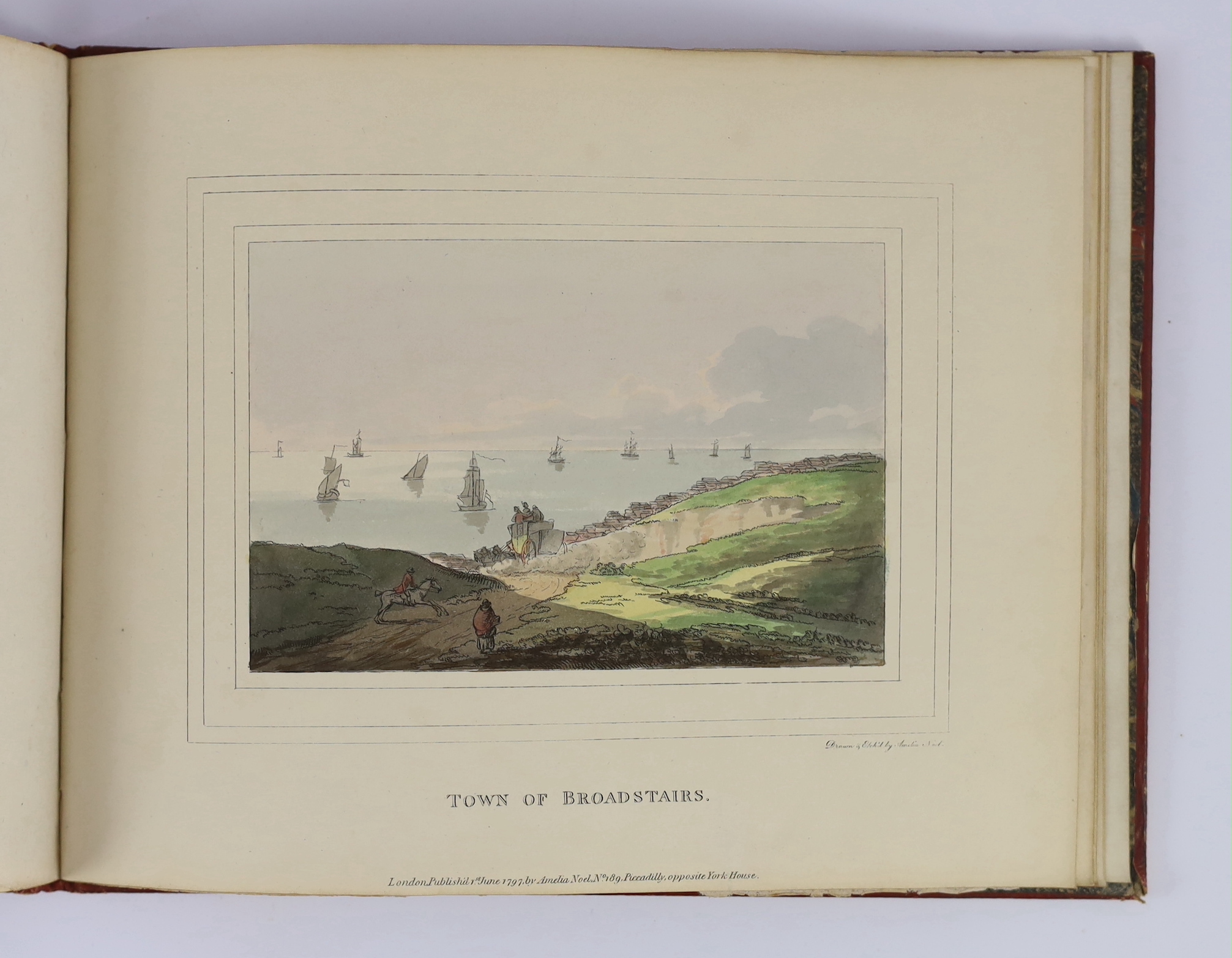 [Noel, Amelia - Views in Kent]. Part 2 only (ex4). 6 coloured etched and captioned plates within ruled borders, pictorial engraved dedication leaf; contemp. gilt-ruled red morocco with dedication lettering (to HRH. Charl